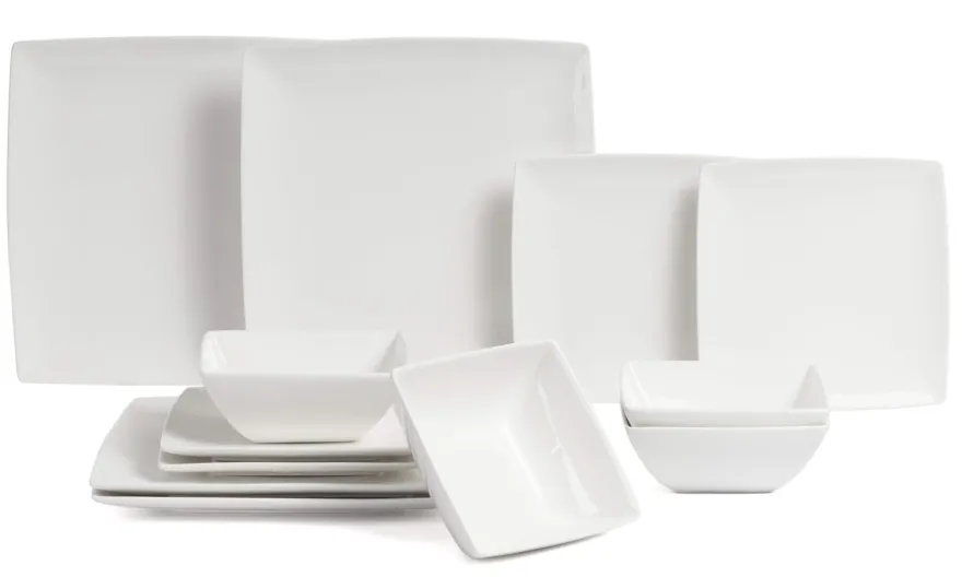 BonBistro Serviesset Yong Squito - Wit 12-delig / 4 personen - 4 dinerborden, 4 ontbijtborden en 4 kommen