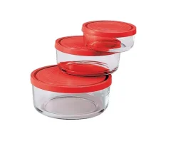 Bormioli Rocco Glazen Vershoudbakjes Frigoverre - Rood 3 Stuks