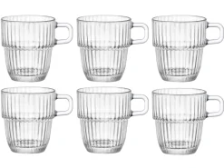 Bormioli Rocco Koffiekopjes met oor - Stapelbaar - Barshine 185 ml - 6 Stuks