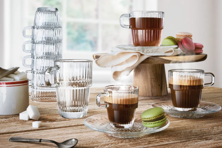 Bormioli Rocco Latte Macchiato Glazen - Irish Coffee Glazen - Koffiekopjes met oor - Stapelbaar - Barshine 315 ml - 6 Stuks