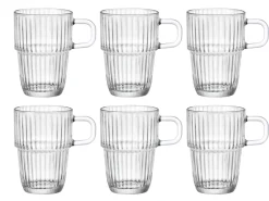 Bormioli Rocco Latte Macchiato Glazen - Irish Coffee Glazen - Koffiekopjes met oor - Stapelbaar - Barshine 315 ml - 6 Stuks