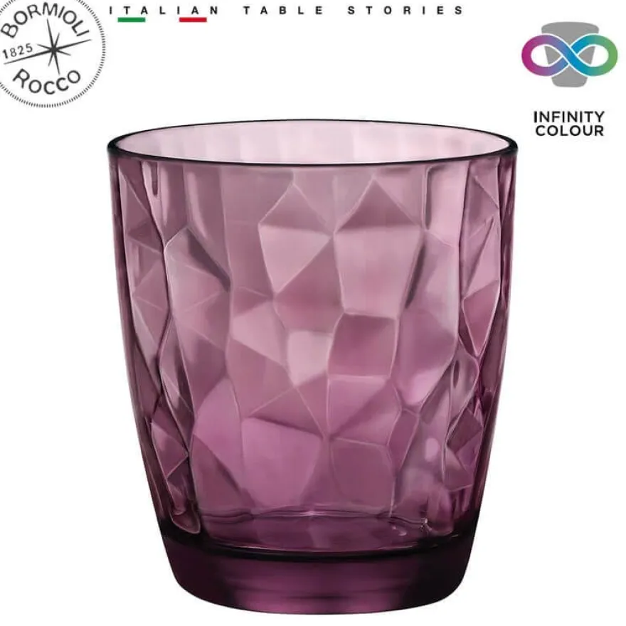 Bormioli Rocco Waterglazen Diamond - Paars - 300 ml - 6 stuks