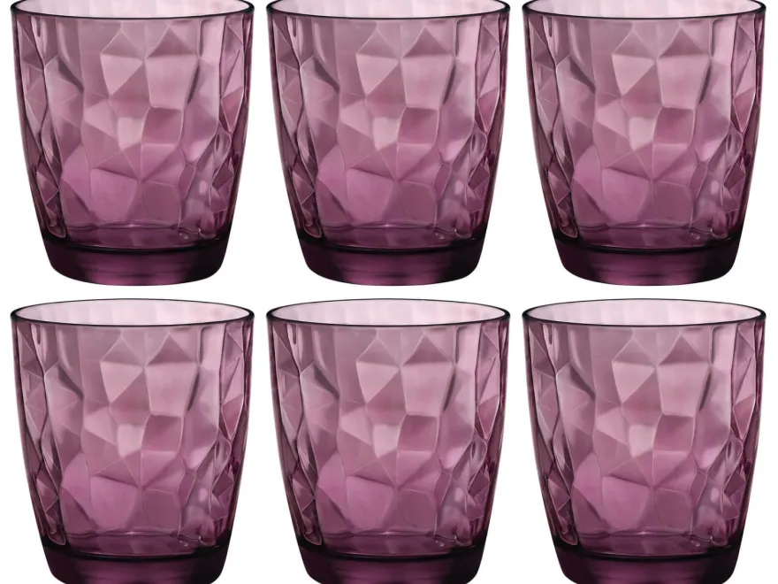 Bormioli Rocco Waterglazen Diamond - Paars - 300 ml - 6 stuks