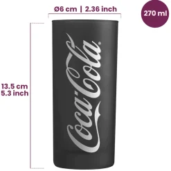 Coca Cola Glazen - Longdrinkglazen - Frisdrankglazen - Frozen - Zwart 270 ml - 6 Stuks