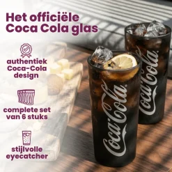 Coca Cola Glazen - Longdrinkglazen - Frisdrankglazen - Frozen - Zwart 270 ml - 6 Stuks