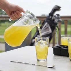 Cocktailset Gele Peter - Karaf 1.6 L met 6 Longdrinkglazen 470 ml, Cocktaillepel & IJsblokjesvorm