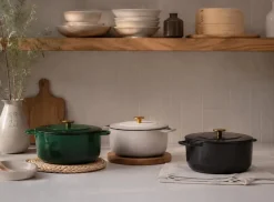 Combekk Braadpan met deksel Gietijzer Holly Green ø 24 cm / 3.8 Liter - geëmailleerde anti-aanbaklaag