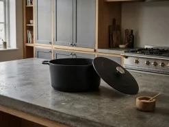 Combekk Braadpan met deksel Gietijzer Zwart ø 32 cm / 12 Liter - geëmailleerde anti-aanbaklaag