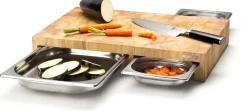 Continenta Houten Snijplank met 3 RVS Laden - Kopshout - 50 x 33 cm