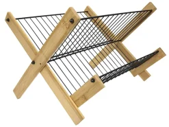 Cookinglife Afdruiprek Opvouwbaar - Zwart Metaal & Bamboe