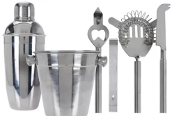 Cookinglife Barset RVS 6-Delig - Cocktailshaker, Ijsemmer, Zeef, Flesopener, Tang en Mes