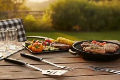 Cookinglife BBQ Gereedschapset Fire & Flavour Zwart 3-Delig - RVS - BBQ Spatel, Tang & Vork