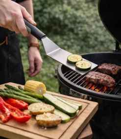 Cookinglife BBQ Spatel Fire & Flavour RVS 35 cm - Grill Spatel Zwart/Grijs