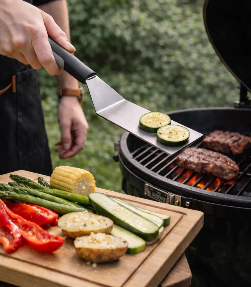Cookinglife BBQ Spatel Fire & Flavour RVS 35 cm - Grill Spatel Zwart/Grijs