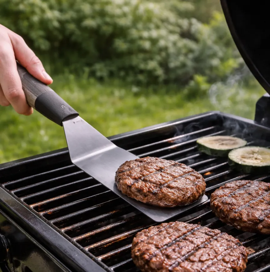 Cookinglife BBQ Spatel Fire & Flavour RVS 35 cm - Grill Spatel Zwart/Grijs