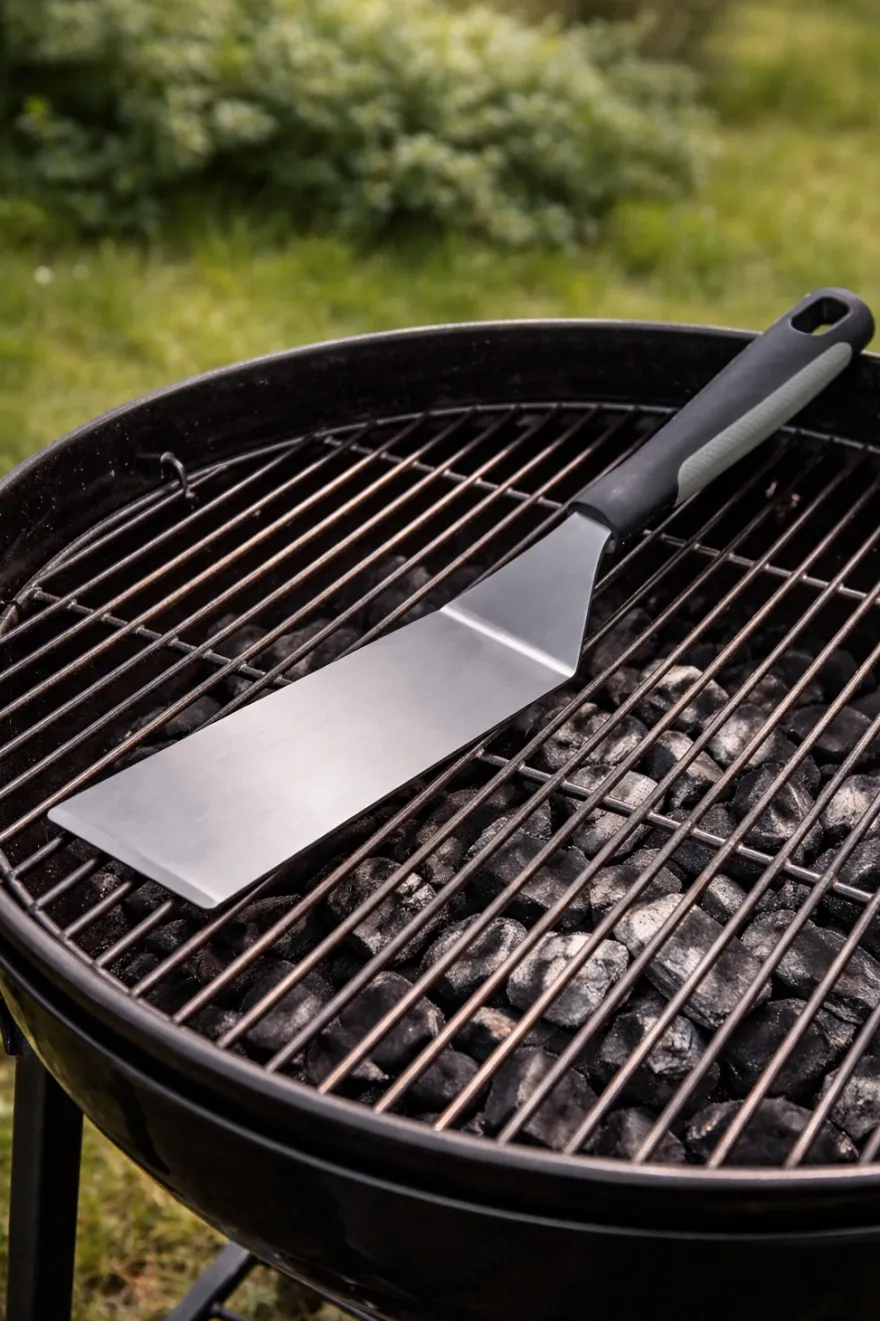 Cookinglife BBQ Spatel Fire & Flavour RVS 35 cm - Grill Spatel Zwart/Grijs