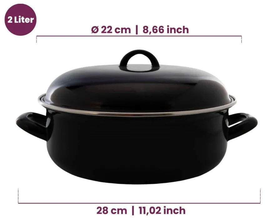 Cookinglife Braadpan met deksel - Emaille - Cooking - ø 22 cm / 2 Liter - geëmailleerde anti-aanbaklaag