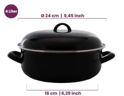 Cookinglife Braadpan met deksel - Emaille - Cooking - ø 24 cm / 4 Liter - geëmailleerde anti-aanbaklaag