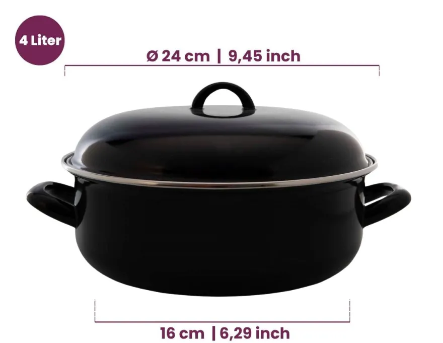 Cookinglife Braadpan met deksel - Emaille - Cooking - ø 24 cm / 4 Liter - geëmailleerde anti-aanbaklaag