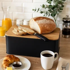 Cookinglife Brooddoos - Broodtrommel met Plank - Mat Zwart
