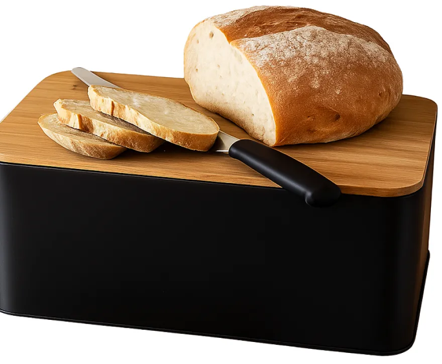 Cookinglife Brooddoos - Broodtrommel met Plank - Mat Zwart
