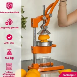 Cookinglife Citruspers - Gietijzer - Hevelmodel - Oranje