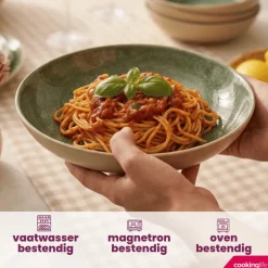 Cookinglife Diepe Borden / Pastaborden Serene Green ø 23 cm - Aardewerk - 4 Stuks