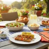 Cookinglife Dinerborden - CampVibe - Outdoor - Kunststof - Onbreekbaar - Wit ø 28 cm - 4 Stuks