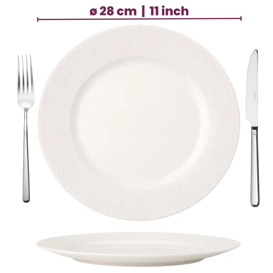 Cookinglife Dinerborden - CampVibe - Outdoor - Kunststof - Onbreekbaar - Wit ø 28 cm - 4 Stuks