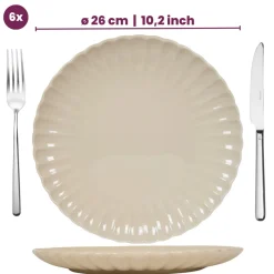 Cookinglife Dinerborden Cardida Beige ø 26 cm - 6 Stuks