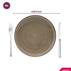 Cookinglife Dinerborden Delice Grijs ø 26.5 cm - 6 stuks