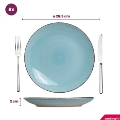 Cookinglife Dinerborden Delice Blauw ø 26.5 cm - 6 stuks