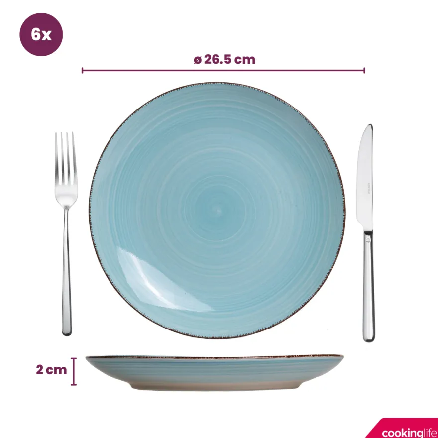 Cookinglife Dinerborden Delice Blauw ø 26.5 cm - 6 stuks