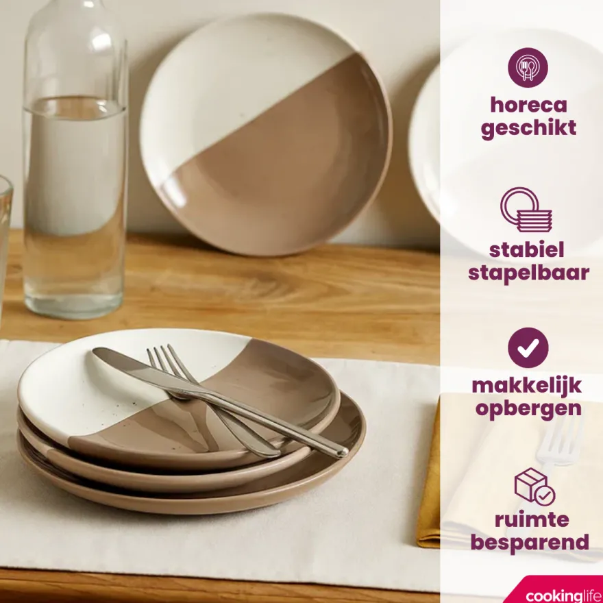 Cookinglife Dinerborden Leem ø 27 cm - 6 Stuks