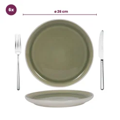 Cookinglife Dinerborden Mos Groen ø 27 cm - 6 Stuks