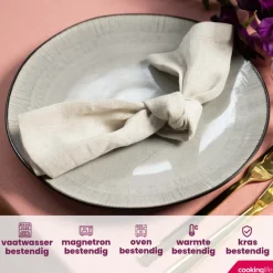Cookinglife Dinerborden Nola Warm Grey ø 27 cm - 6 stuks