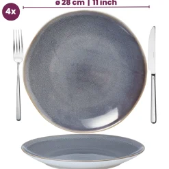 Cookinglife Dinerborden Serene Blue ø 28 cm - Aardewerk - 4 stuks