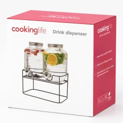 Cookinglife Dubbele Drankdispenser - met houder - 2 x 4 liter