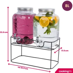 Cookinglife Dubbele Drankdispenser - met houder - 2 x 4 liter