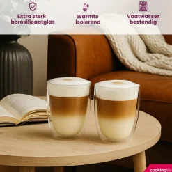Cookinglife Dubbelwandige Latte Macchiato glazen 380 ml - 2 stuks