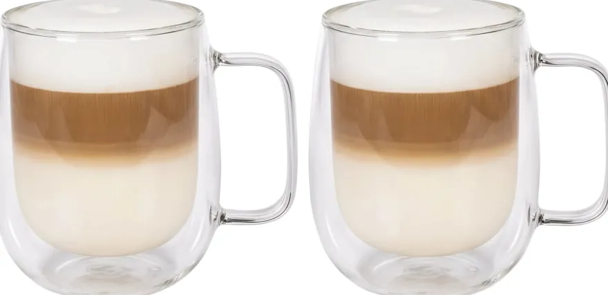 Cookinglife Dubbelwandige Latte macchiato- / theeglazen met oor - 400 ml - 2 Stuks