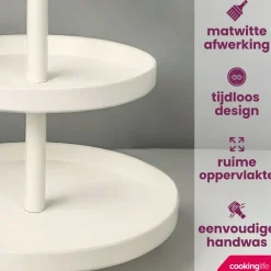 Cookinglife Etagère metaal creme ø 20, 25 & 30 cm - 3-laags - 55 cm hoog