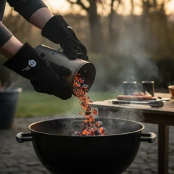 Cookinglife Grill BBQ Handschoenen / Ovenhandschoenen Zwart Leer 500 °C - 2 stuks