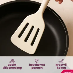 Cookinglife Keukengerei set - Kookgerei set - hout beige 4 delig - Bakspaan, opscheplepel, saladelepel & spaghettilepel