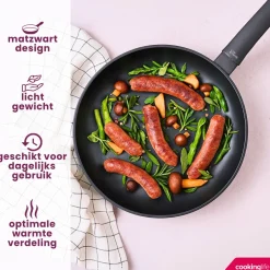 Cookinglife Koekenpan Black Cera - ΓΈ 24 cm - geschikt voor alle warmtebronnen - keramische anti-aanbaklaag