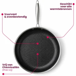 Cookinglife Koekenpan HexaCook - Hybride Pan ø 28 cm - NON STICK - geschikt voor alle warmtebronnen - keramische anti-aanbaklaag