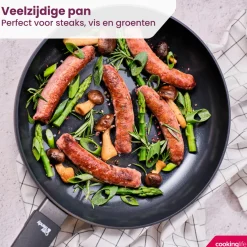 Cookinglife Koekenpannenset Black Cera 2-Delig - ø 24 & 28 cm - geschikt voor alle warmtebronnen - keramische anti-aanbaklaag