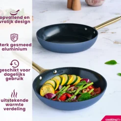 Cookinglife Koekenpannenset Style Blauw 2-Delig ø 24 & 28 cm - geschikt voor alle warmtebronnen - keramische anti-aanbaklaag