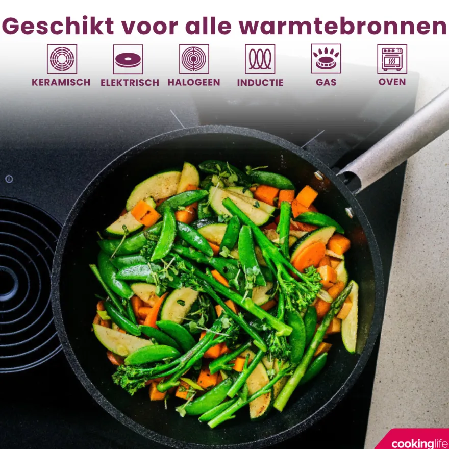 Cookinglife Koekenpan ProForge ø 28 cm - geschikt voor alle warmtebronnen - keramische anti-aanbaklaag