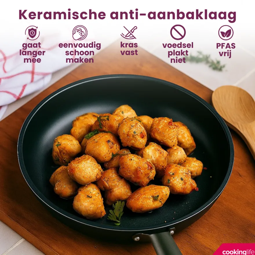 Cookinglife Koekenpan ProForge ø 28 cm - geschikt voor alle warmtebronnen - keramische anti-aanbaklaag